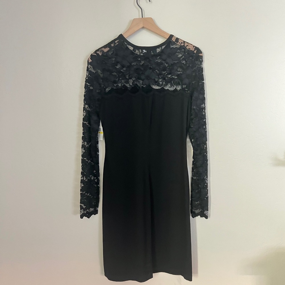 NWT Karen Kane Black Lace Long Sleeve Sheath Dress Cocktail Party Women's M - Picture 7 of 8
